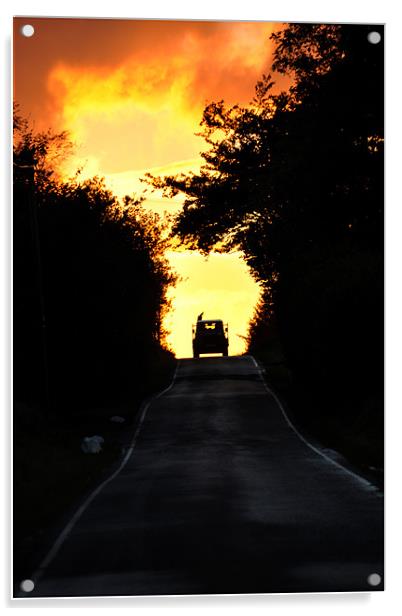 County Roads Sunset Acrylic by Peter Lennon