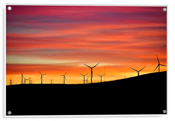 windmills at dusk Acrylic by Peter Lennon