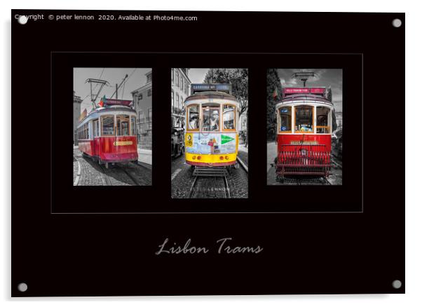 Lisbon Trams  Acrylic by Peter Lennon