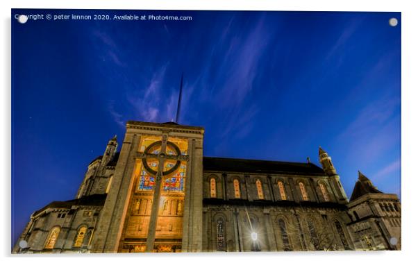 St Annes Cathedral at night Acrylic by Peter Lennon