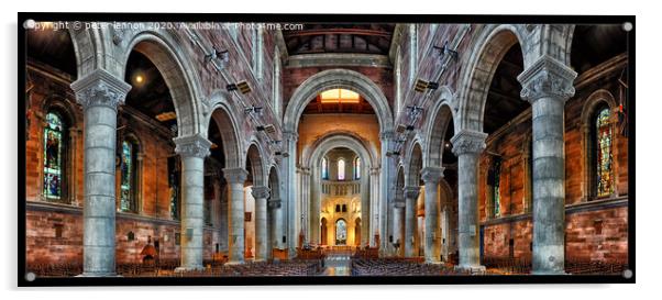 The Aisle of St Annes Cathedral, Belfast Acrylic by Peter Lennon