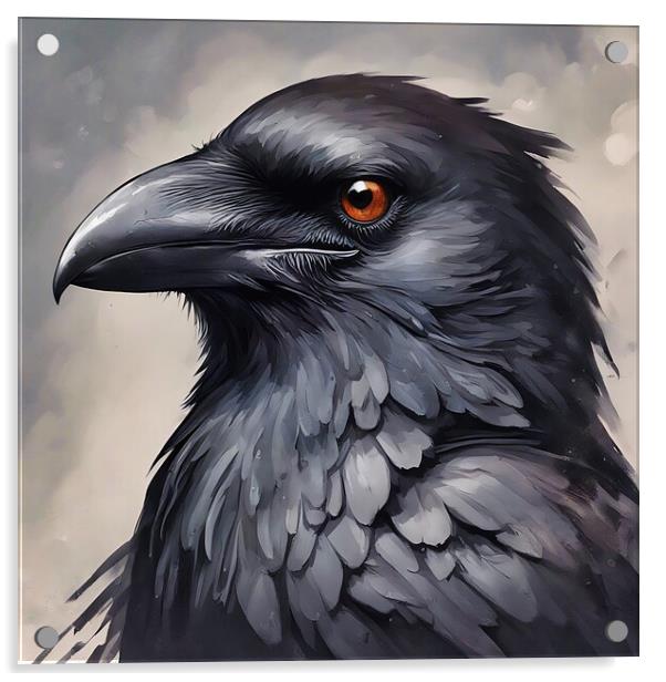 Portrait of a Crow Acrylic by Anne Macdonald