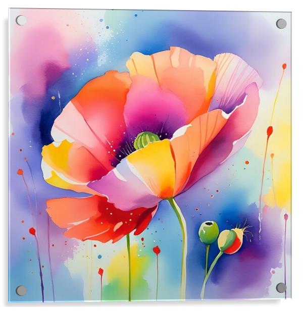 Colourful Poppy image Acrylic by Anne Macdonald