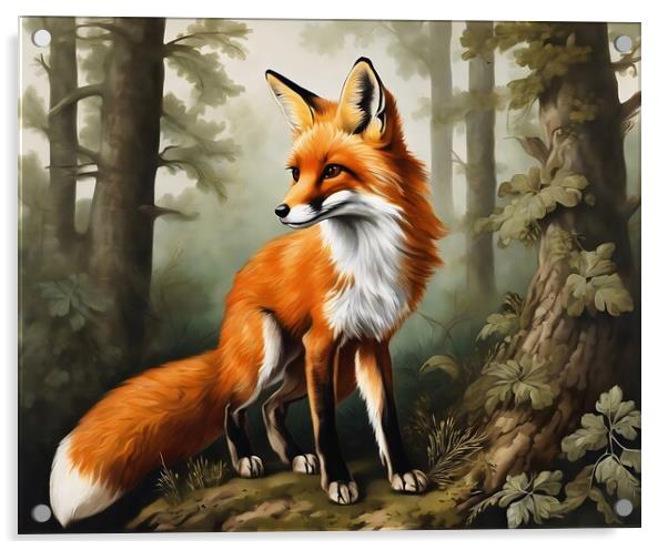 Fox In The Woods Acrylic by Anne Macdonald