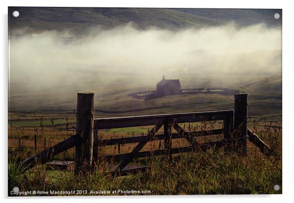 Church In Mist, Quarff, Shetland. Acrylic by Anne Macdonald