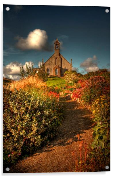 Weisdale Church, Shetland Acrylic by Anne Macdonald