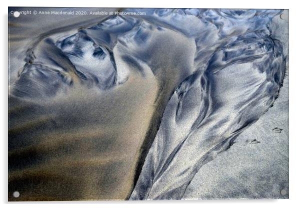 Sand Patterns At Meal Beach, Burra, Shetland. #2 Acrylic by Anne Macdonald