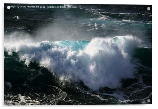 Wave Power Near Hamnavoe Lighthouse, Shetland. Acrylic by Anne Macdonald