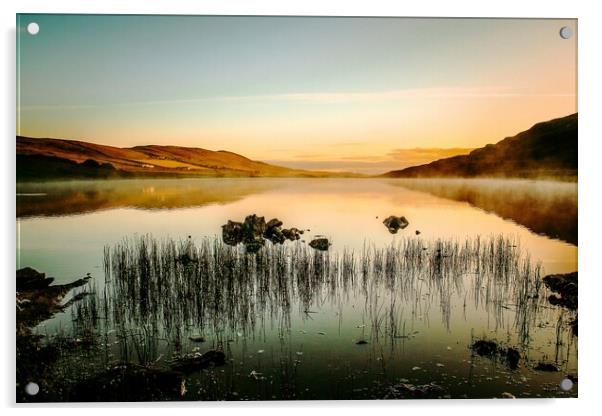Sunrise At Tingwall Loch, Shetland. Acrylic by Anne Macdonald