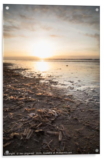 Formby Beach Sunset Acrylic by Jon Lingwood