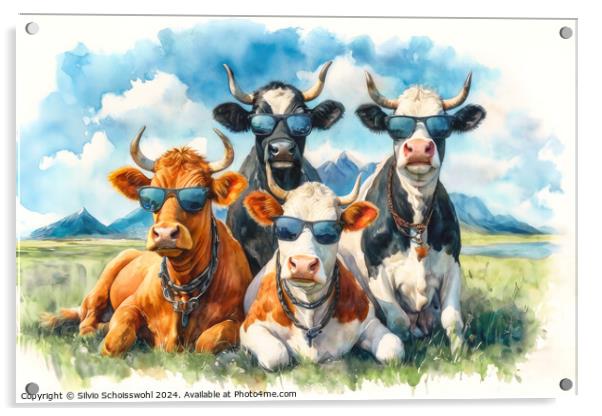 Cool Cows Acrylic by Silvio Schoisswohl