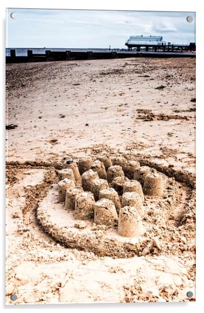 Building Dreams on Cleethorpes Beach Acrylic by P D