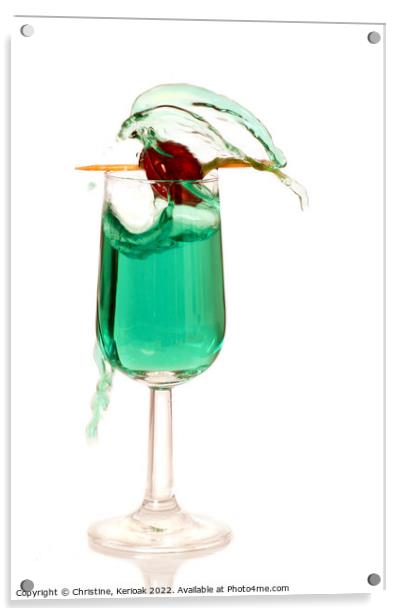 Green Liqueur Escaping From Glass Acrylic by Christine Kerioak