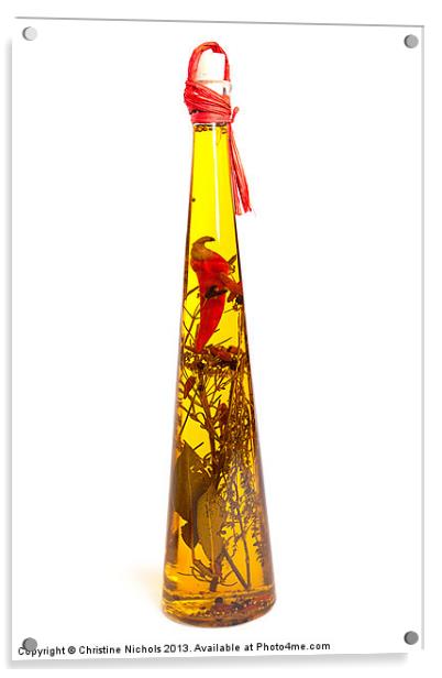 Bottle of Olive Oil Acrylic by Christine Kerioak