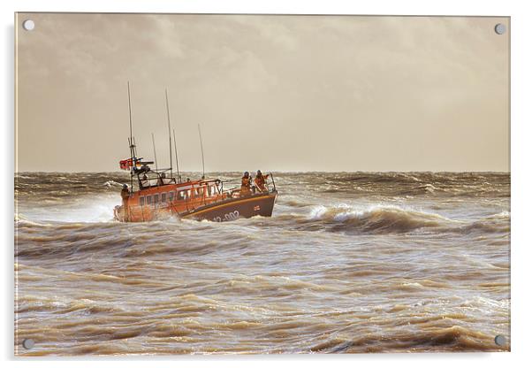 Lifeboat in heavy seas Acrylic by Christine Kerioak