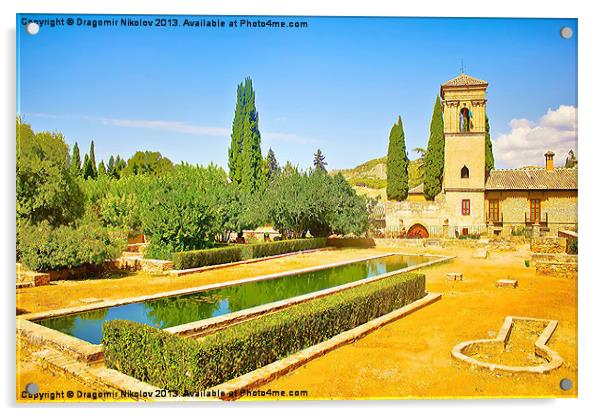 Gardens of La Alhambra in Granada Acrylic by Dragomir Nikolov