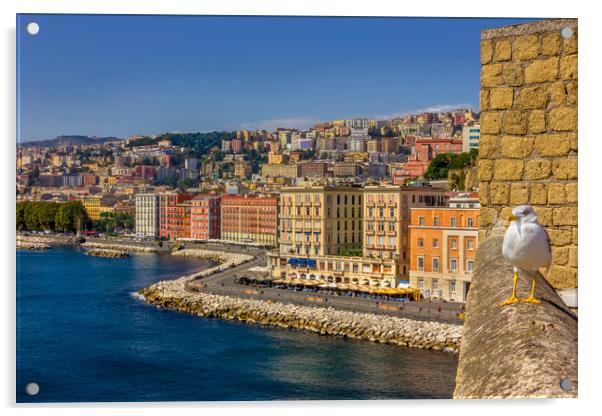 Summer day in Naples. View from Ovo Castle. Acrylic by Dragomir Nikolov