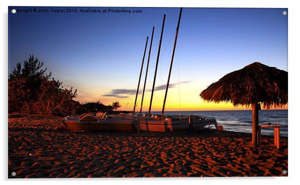 Sunset on Varadero Beach Cuba Acrylic by John Cuyler