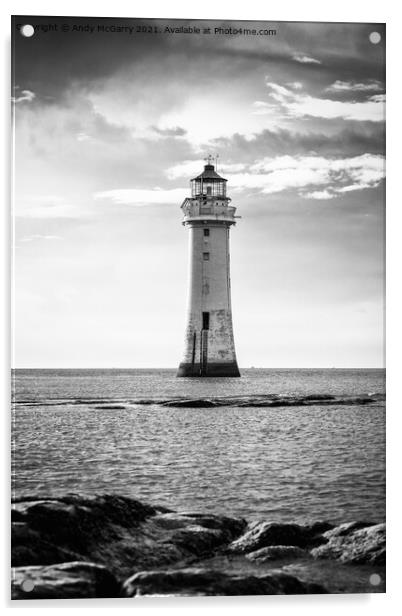 Perch Rock Lighthouse: A Majestic Sentinel Against Acrylic by Andy McGarry