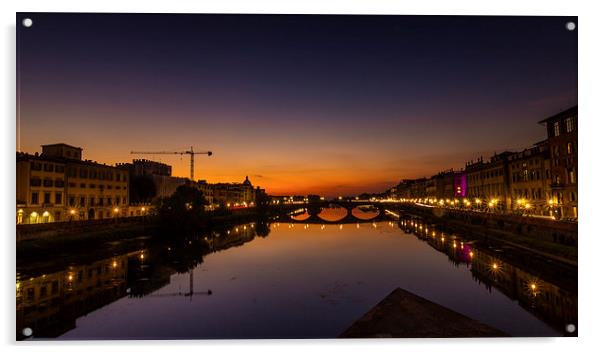 Florence - River Arno Sunset Acrylic by Andy McGarry