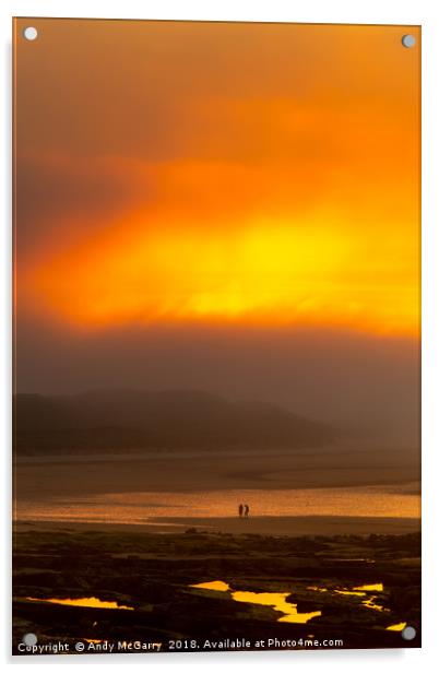 Bamburgh Sea Fret Sunset  Acrylic by Andy McGarry