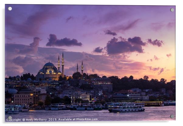 Istanbul Sunset Acrylic by Andy McGarry