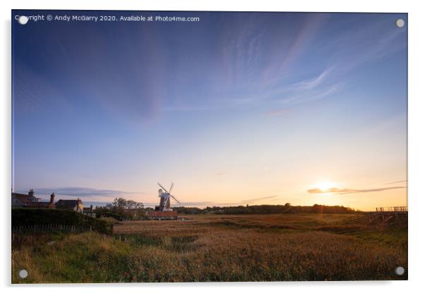 Windmill Sunset Acrylic by Andy McGarry