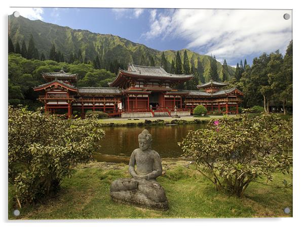 Byodo-In (平等院) Buddhist  Temple Acrylic by Ken Patterson