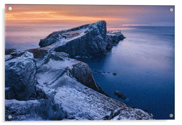 Majestic Snowy Sunset on the Isle of Skye Acrylic by Daniel Rose