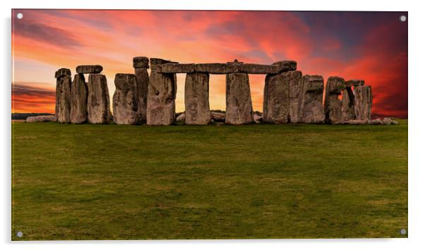 Magic of Stonehenge Sunset Acrylic by Daniel Rose