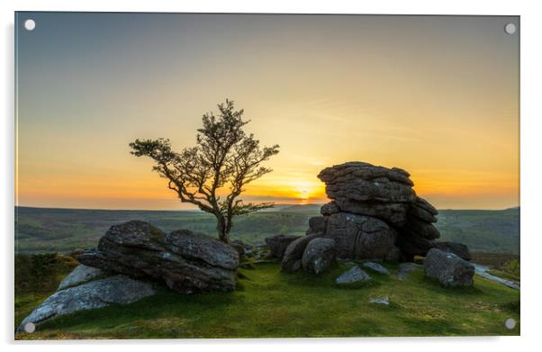 Mystical Dartmoor Sunset Acrylic by Daniel Rose