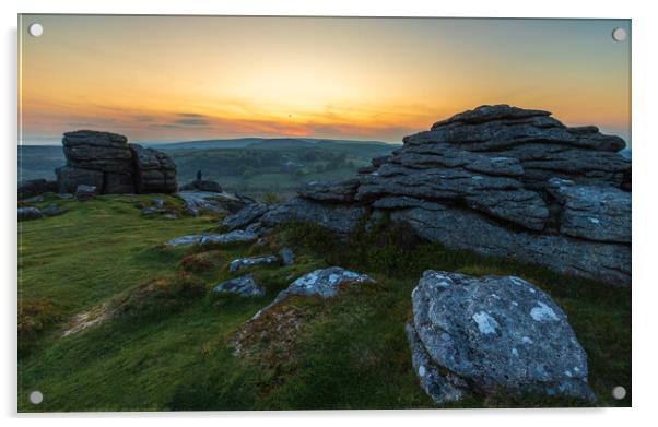 Majestic Dartmoor Sunset Acrylic by Daniel Rose