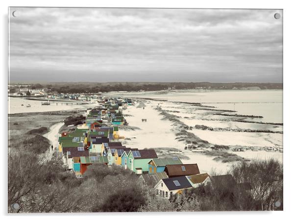 Vivid Mudeford Quay Beach Huts Acrylic by Daniel Rose