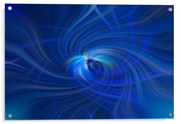 Blue Swirl Triptych Acrylic by Malcolm McHugh