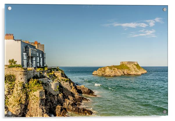 High Tide - south beach, Tenby, Pembrokeshire Acrylic by Malcolm McHugh