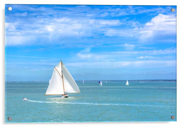 Solent Sailing Acrylic by Malcolm McHugh