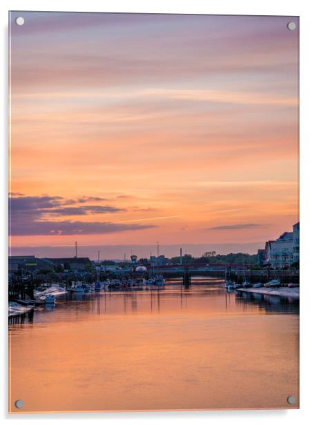 Sunset Reflections on the River Arun, Littlehampto Acrylic by Malcolm McHugh