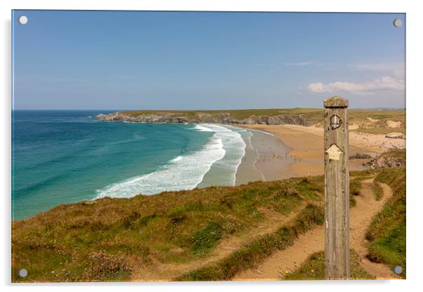 Coastal path to Holywell beach Acrylic by Malcolm McHugh