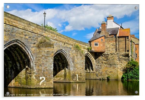 Mediaeval  Elvet Bridge Durham City Acrylic by Martyn Arnold