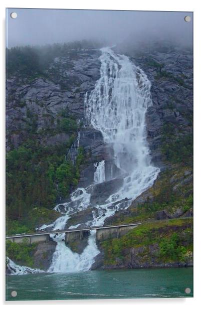 Langfoss Waterfall, Norway Acrylic by Martyn Arnold