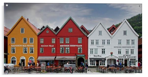 Bryggen Wooden Buildings, Bergen, Norway Acrylic by Martyn Arnold