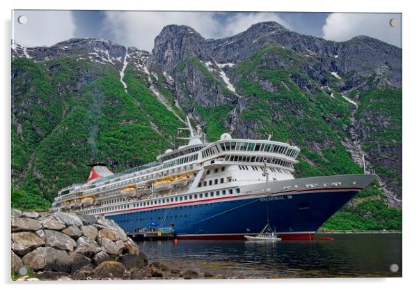 MV Balmoral Cruise Ship in Eidfjord Norway Acrylic by Martyn Arnold