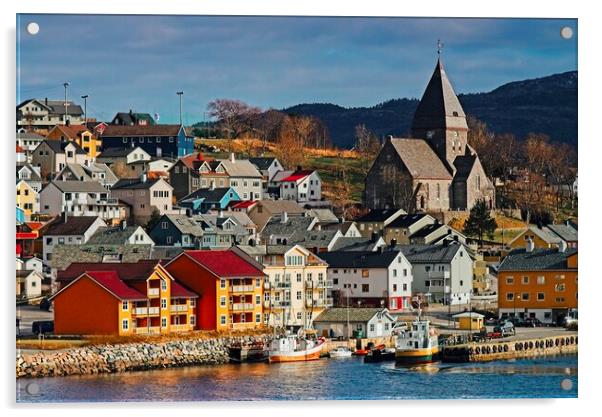 Kristiansand Town and Church Norway Acrylic by Martyn Arnold