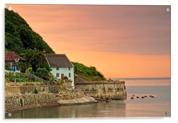 Thatched Coastguard Cottage, Runswick Bay, North Yorkshire Acrylic by Martyn Arnold
