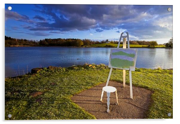En Plein Air Painting at Hardwick Park Lake Acrylic by Martyn Arnold