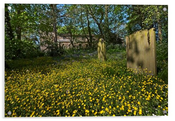 Churchyard Wildflowers and Buttercups Acrylic by Martyn Arnold
