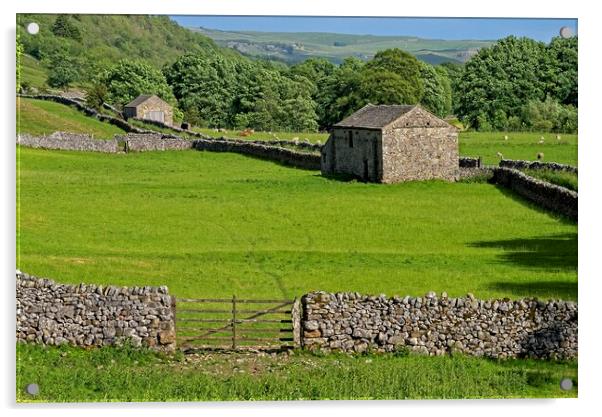 Grassington Stone Barns - Yorkshire Dales Acrylic by Martyn Arnold