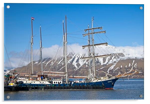 Sailing Ship Antigua in Longyearbyen harbour Svalbard Acrylic by Martyn Arnold