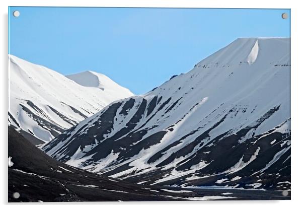 Snowy Mountain Landscape in Svalbard Acrylic by Martyn Arnold