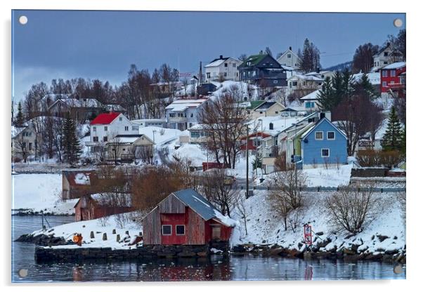 Finnsnes Town Northern Norway Acrylic by Martyn Arnold